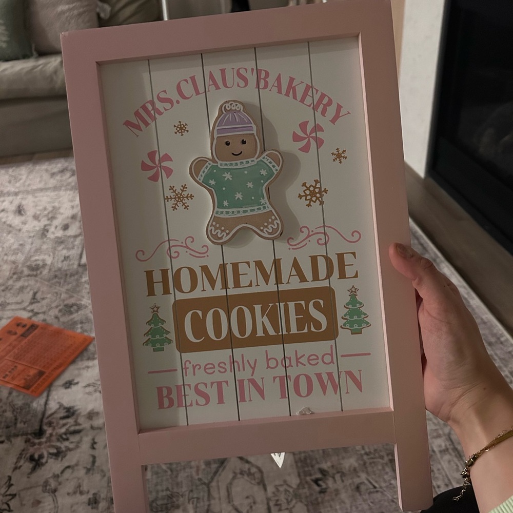 Mrs Claus bakery pink sign